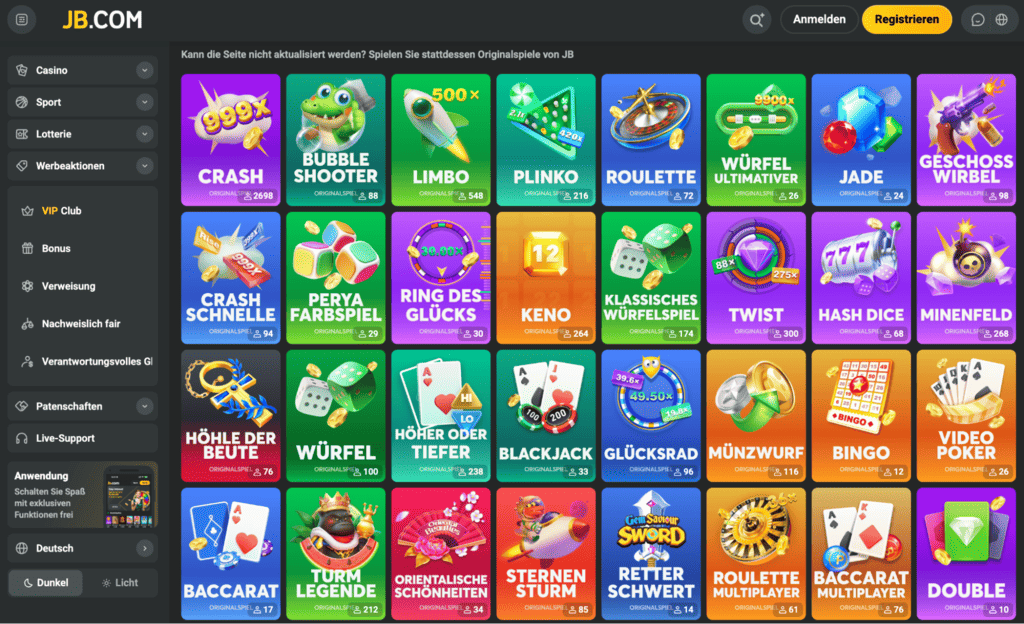 JB Casino Hauptseite