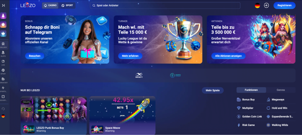Legzo Casino Hauptseite